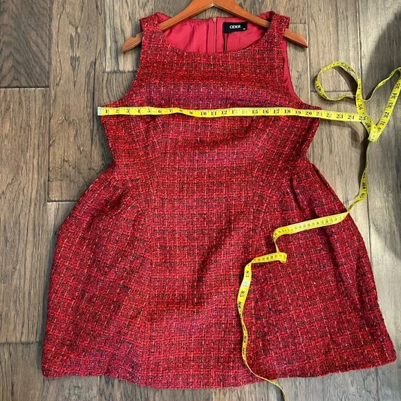 CIDER Red Tweed Fit & Flare Mini Dress 0XL NWT - Picture 10 of 11